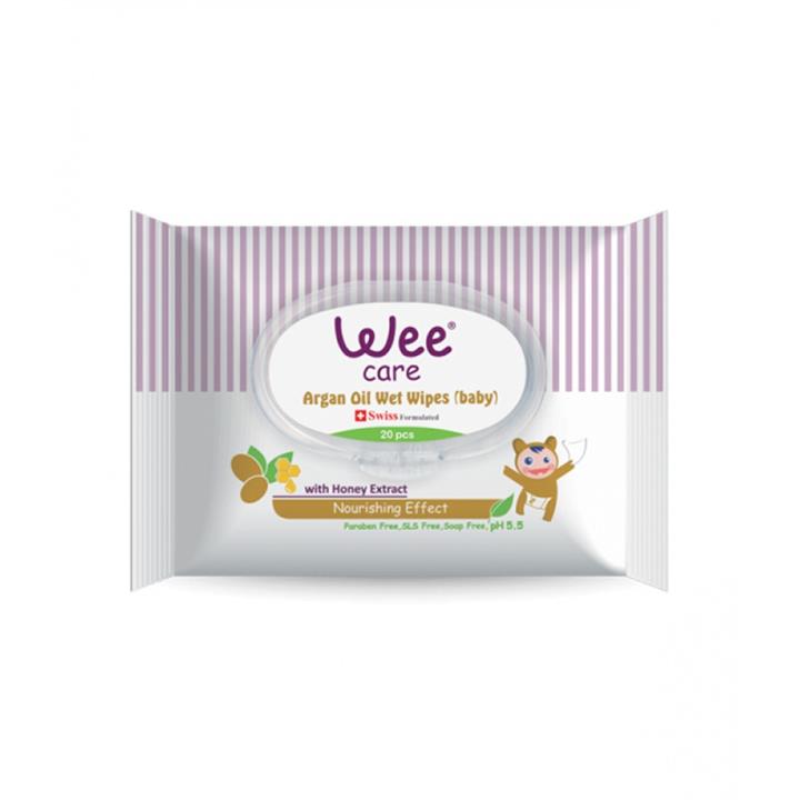 دستمال مرطوب کودک درب دار حاوی روغن آرگان وی کر Wee Care Wee Care Argan Oil Wet Wipes For Baby 20pcs